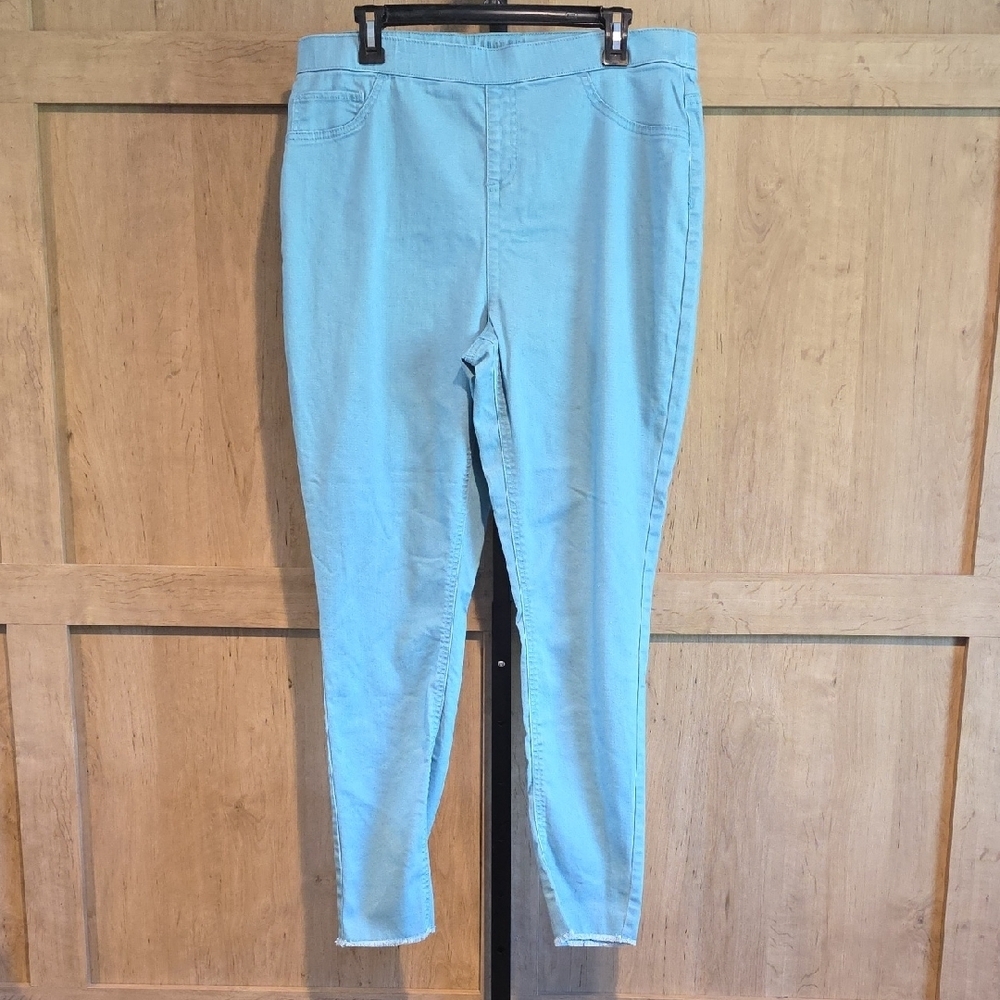 (J49) Justice Light Teal Color Jean Stretchy Leggings